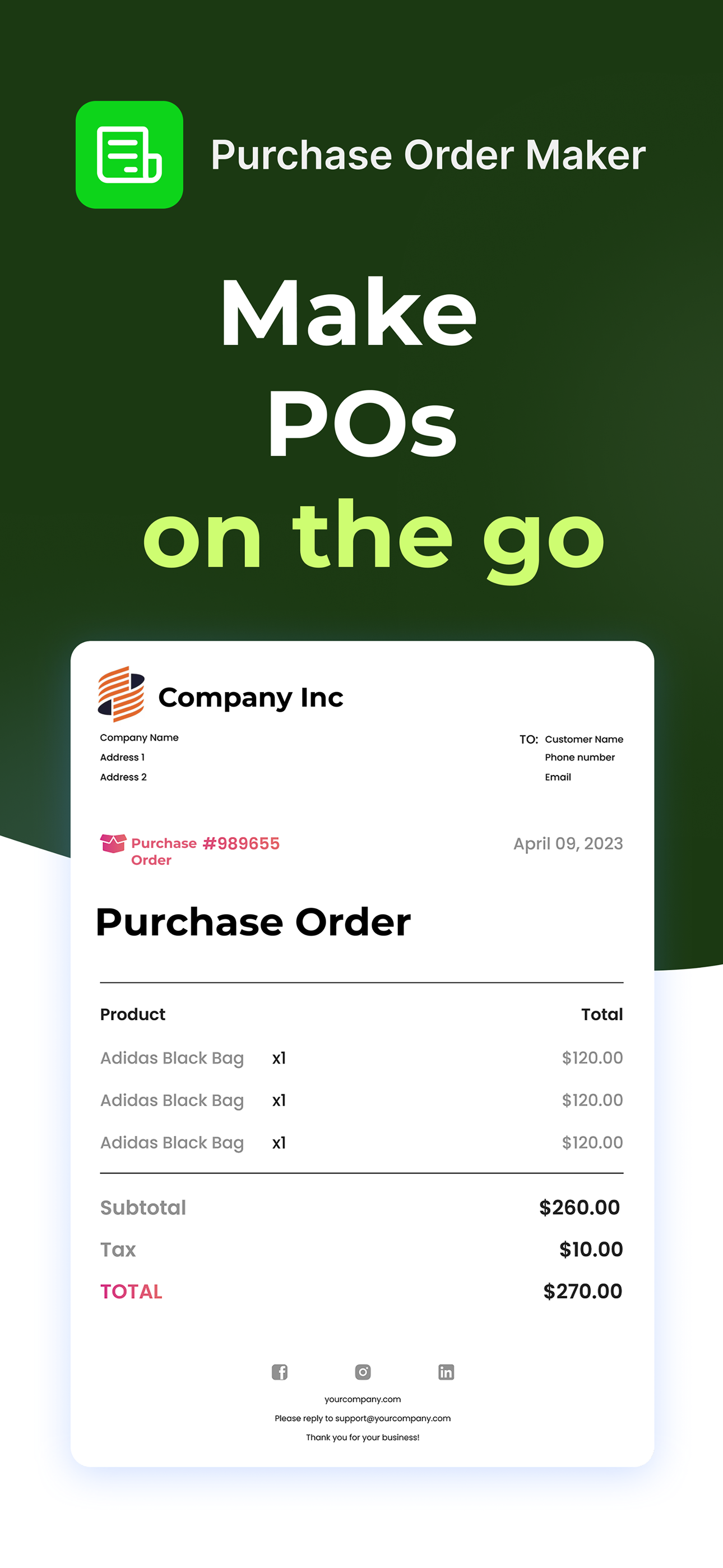 Purchase Order Maker - PO app