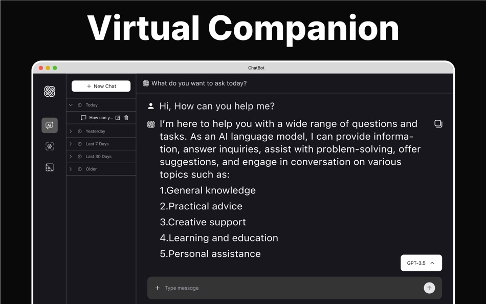 #4. Chatbot: Ask AI Chat Bot (macOS) Podle: Tuqeer Ahmad