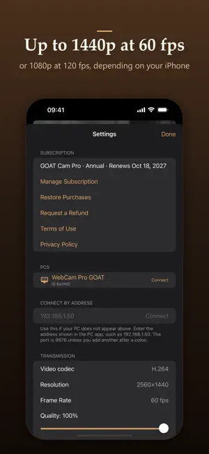 GOAT Cam: Webcam for PC screenshot 4