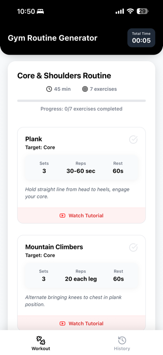 Gym Routine Generator Screenshot 4 of 7