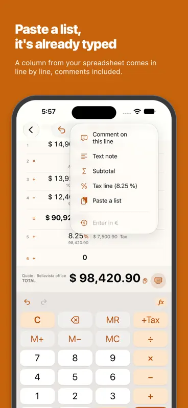 Tape Calculator with Notes screenshot 5 of 8