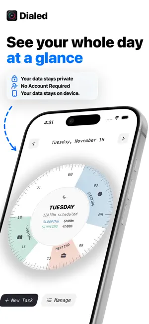 Dialed: Radial Day Planner screenshot 1
