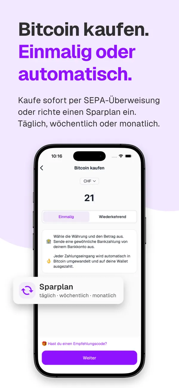 Pocket: Bitcoin ganz einfach iPhone App Screenshot 1 – Finanzen