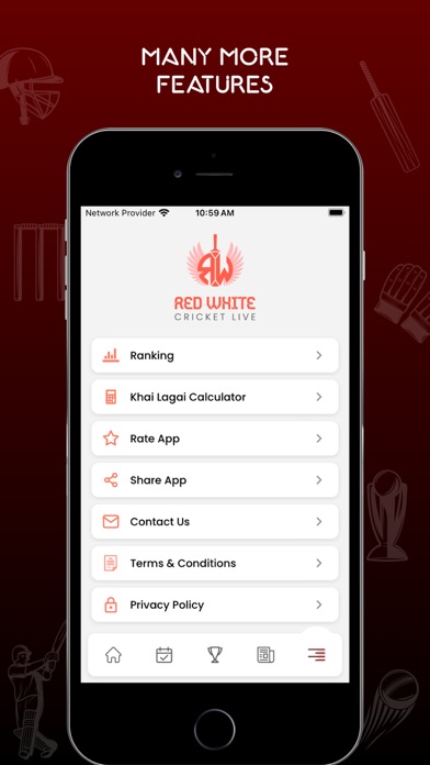 Red White Cricket Live Line Screenshot