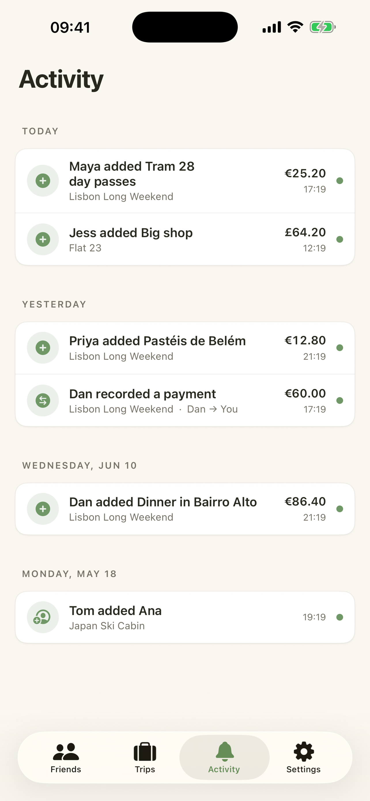 tab-it: split trip expenses