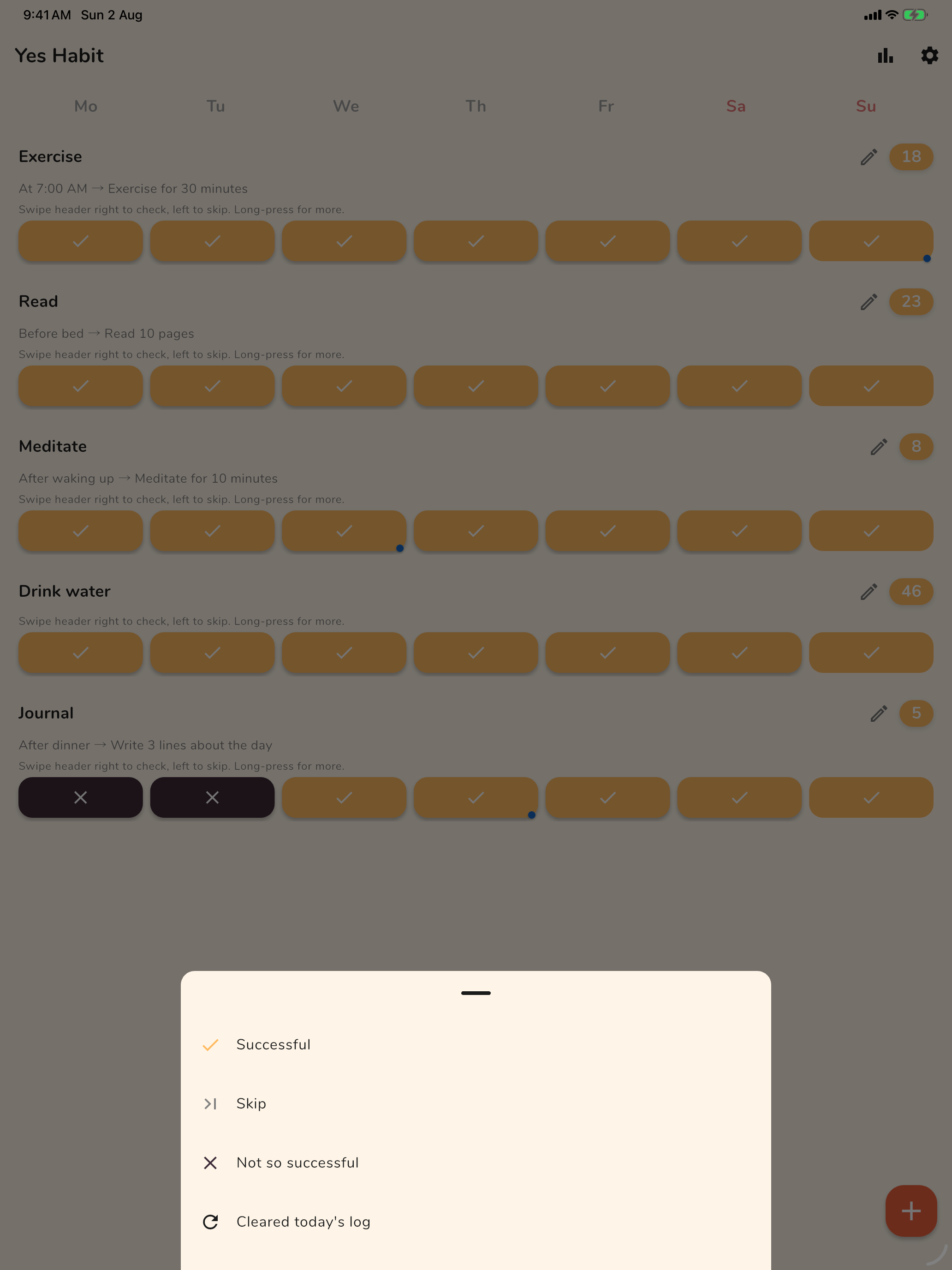 Yes Habit-habit tracker,goals screenshot 9