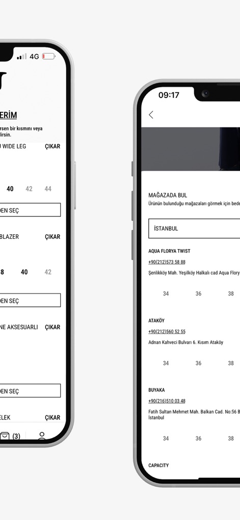 Twist - The app simplifies finding desired styles with the "Mağazada Bul" (Find in Store) option, displaying specific store addresses such as Aqua Florya and Ataköy.