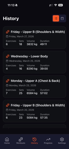 FinalRep: Workout Tracker screenshot