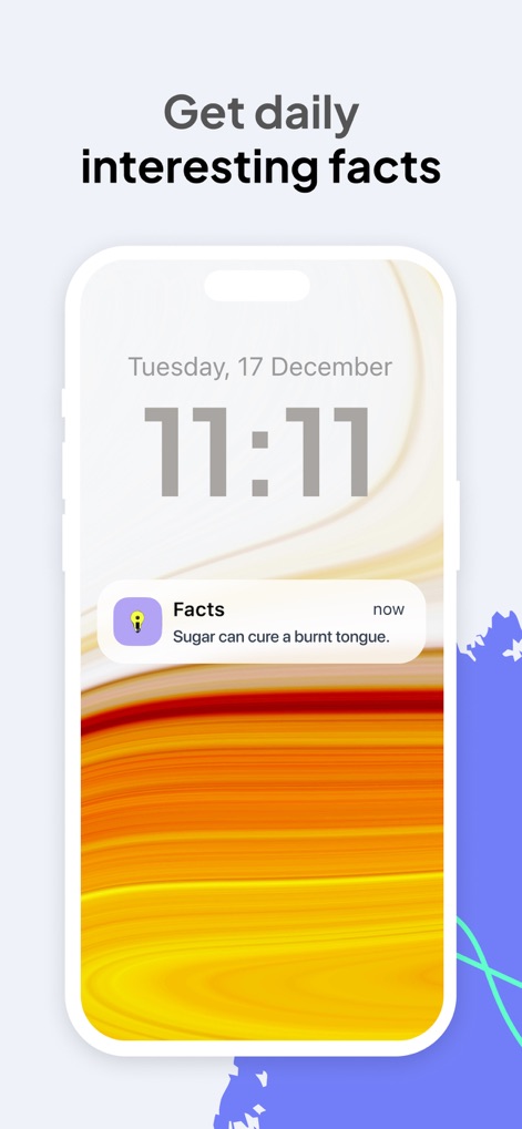 Facts - Daily Random Trivia - The app delivers engaging facts directly to the lock screen, showcasing instant notification delivery and bite-sized knowledge snippets.
