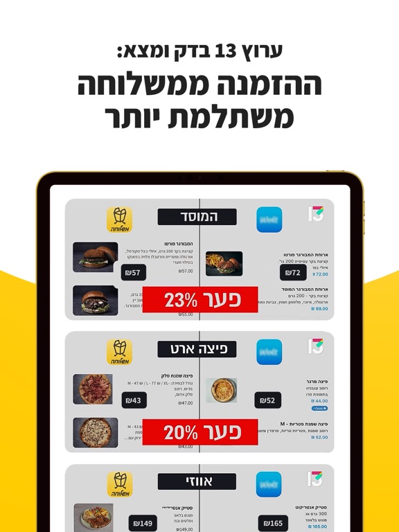 משלוחה - משלוחי אוכל iPad screenshot 2 - Food & Drink app