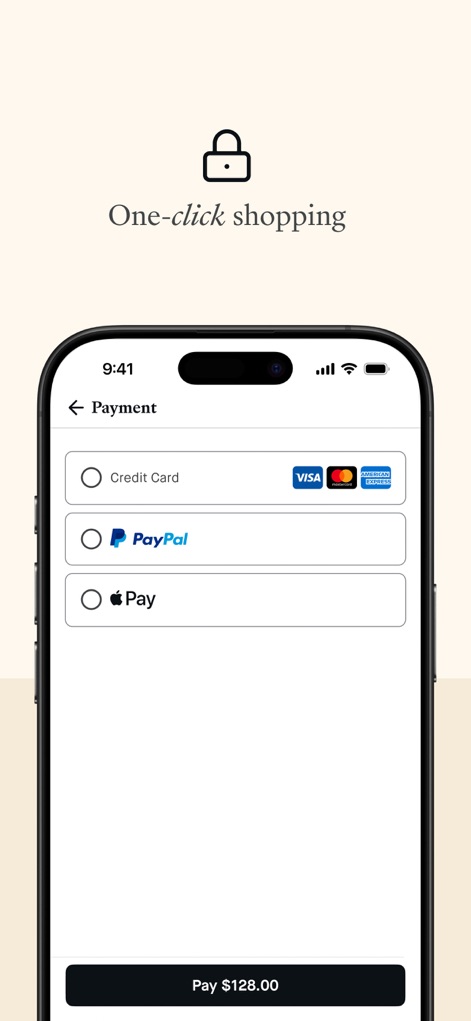Choose: Daily Discovery - This tool simplifies purchasing with multiple payment options, including popular choices like "Credit Card" and "PayPal," culminating in a clear "Pay $128.00" button for easy transaction completion.