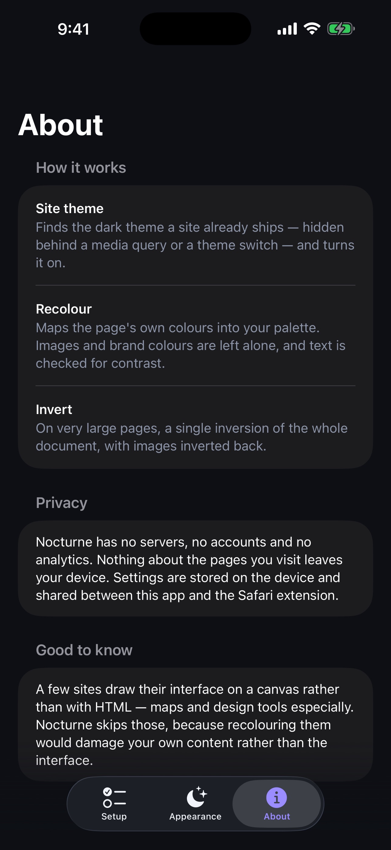Screenshot 3 of Nocturne: Dark Mode for Web