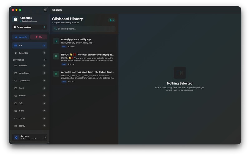 Clipodex screenshot