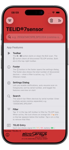 TELID®7sensor screenshot