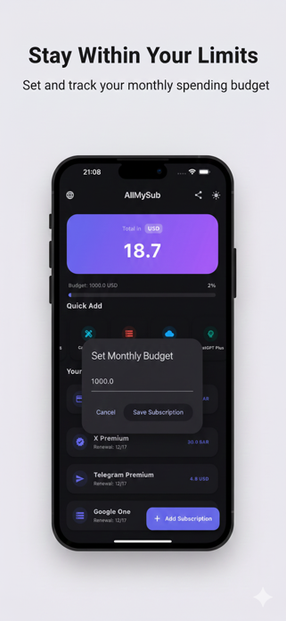 AllMySub Subscriptions Manager Screenshot 4 of 4