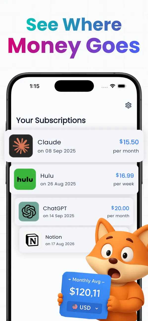 #2. Subscriptions Manager: SubFox (iOS) Ved: Athar Gul Zaman