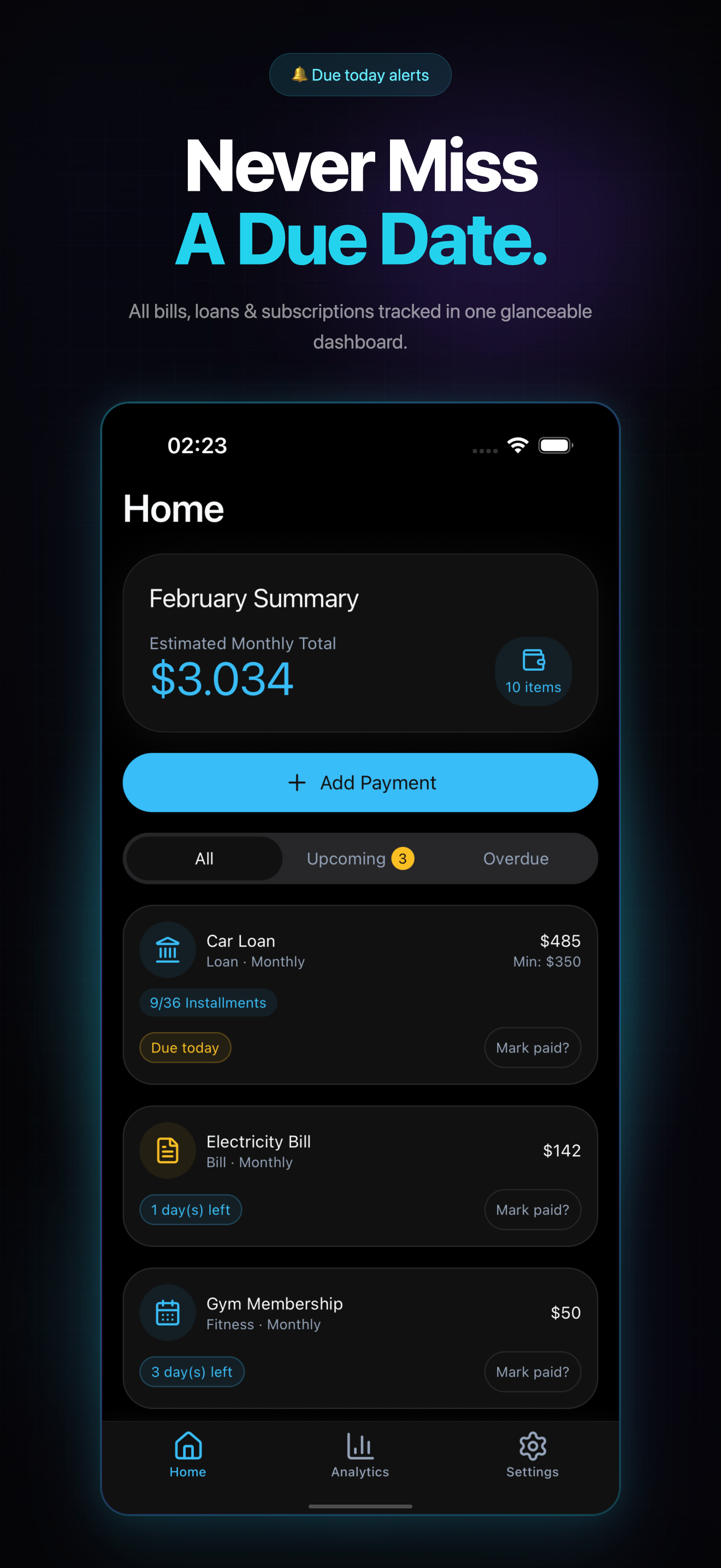 Last Payment: Bill Tracker
