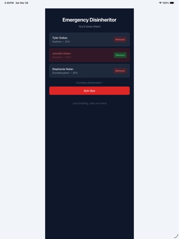 iLeave Will and Trust iPad screenshot