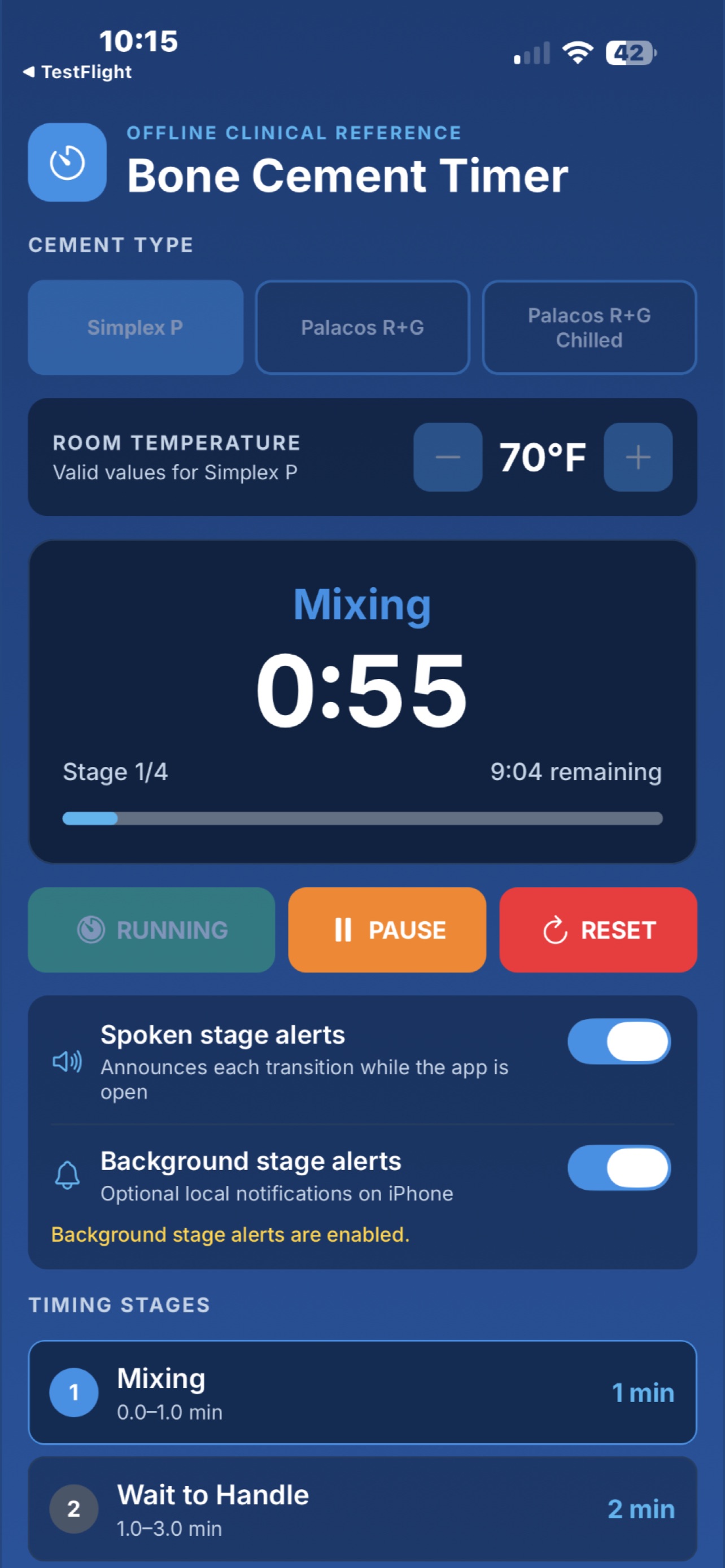 Screenshot 1 of Bone Cement Timer
