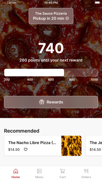 The Sauce Pizzeria iPhone screenshot 1 - Food & Drink app