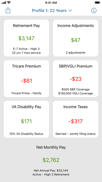Military Retirement Screenshot