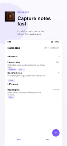 Notes Den iPhone screenshot