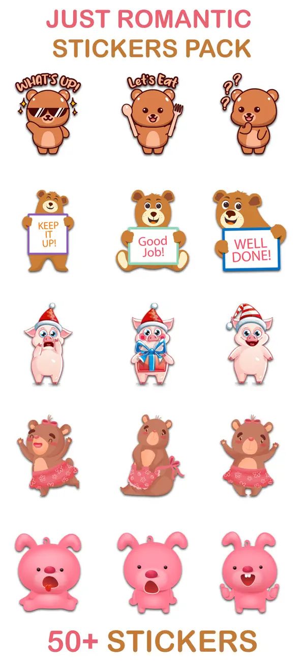 Screenshot #1 pour Animated Pig & Bear Stickers