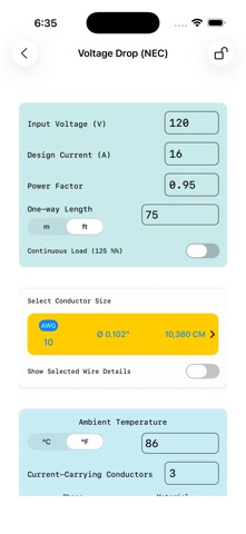 Voltage Drop Calculator. Screenshot 2 of 10