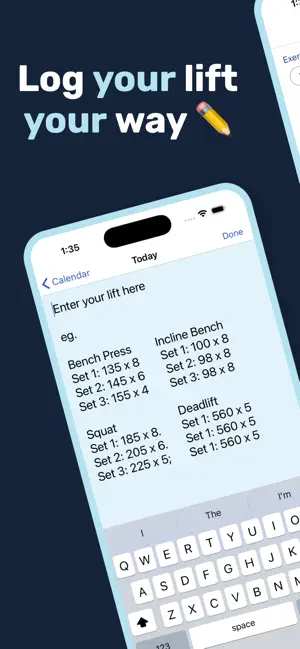 LiftNote: Lift Tracker Gym Log screenshot 1
