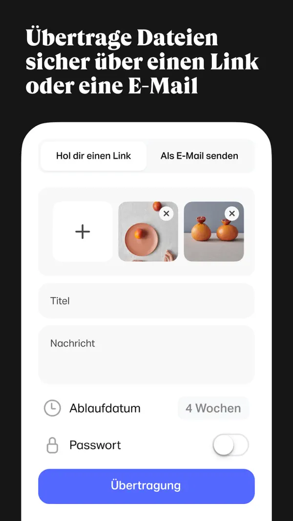 WeTransfer: Transfer Files iPhone App Screenshot 3 – Produktivität