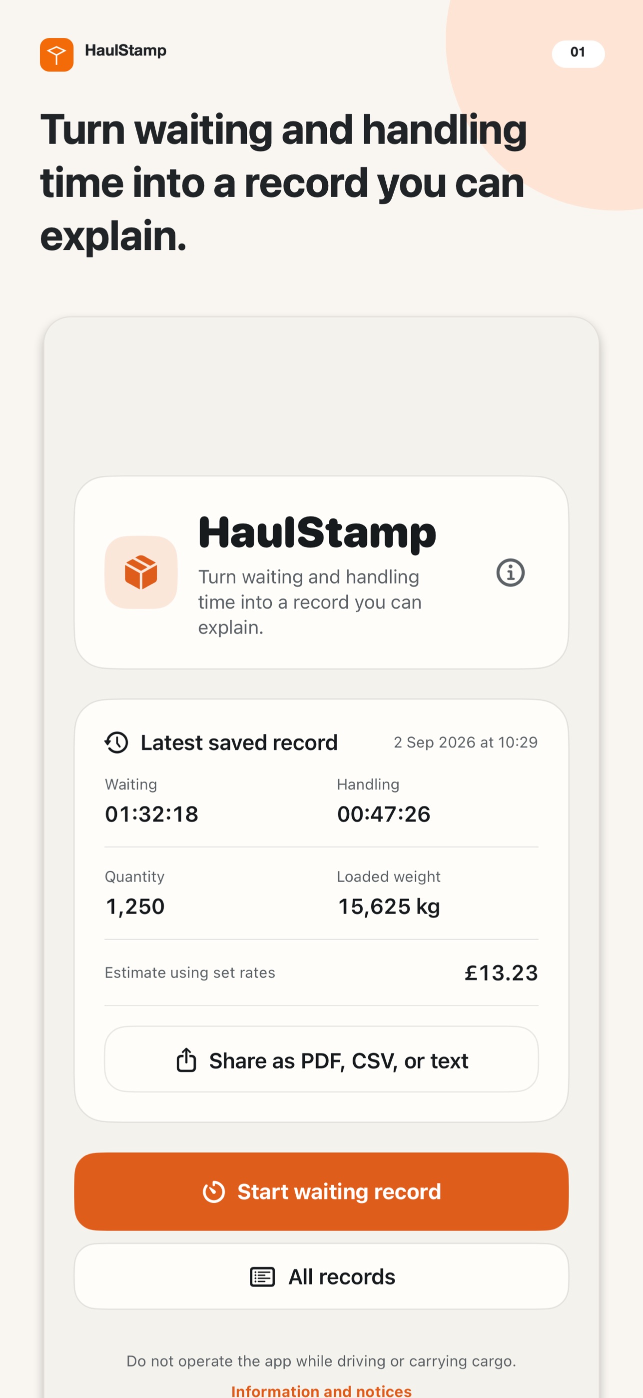 Screenshot 1 of HaulStamp