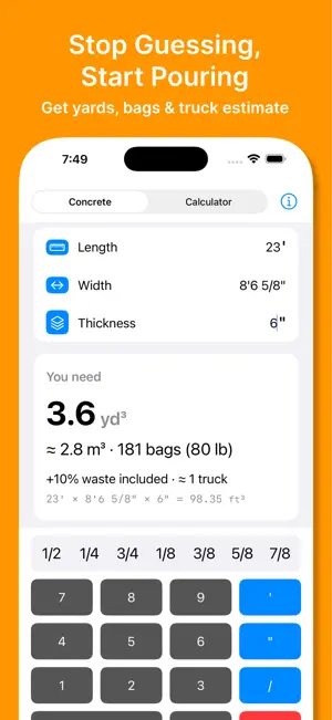 Concrete Calculator: Slab screenshot 1