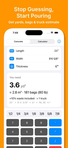 Concrete Calculator: Slab Screenshot 1 of 3