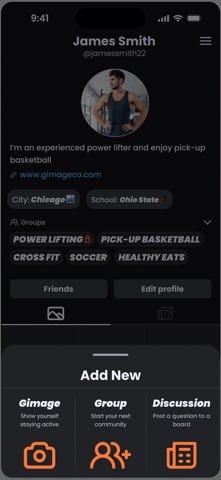 Gimage: Fitness Social Network iPhone screenshot