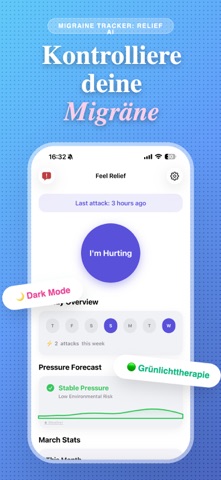Migräne Tracker: Relief AI iPhone screenshot 1