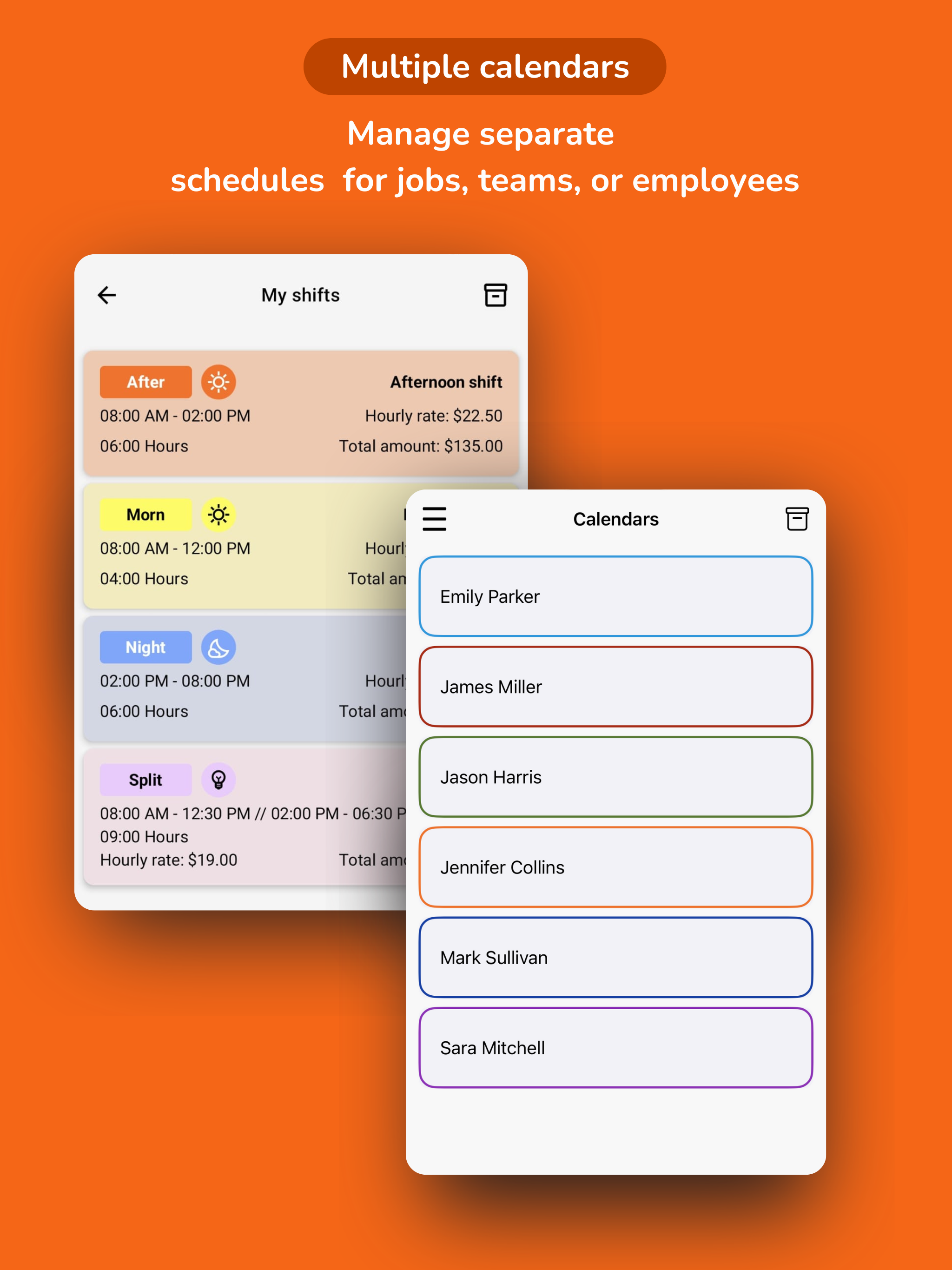 Work Shift Calendar & Paycheck