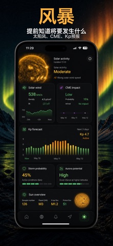 AuroraMe: 北极光预报地图 KP指数3D·今晚云量 screenshot