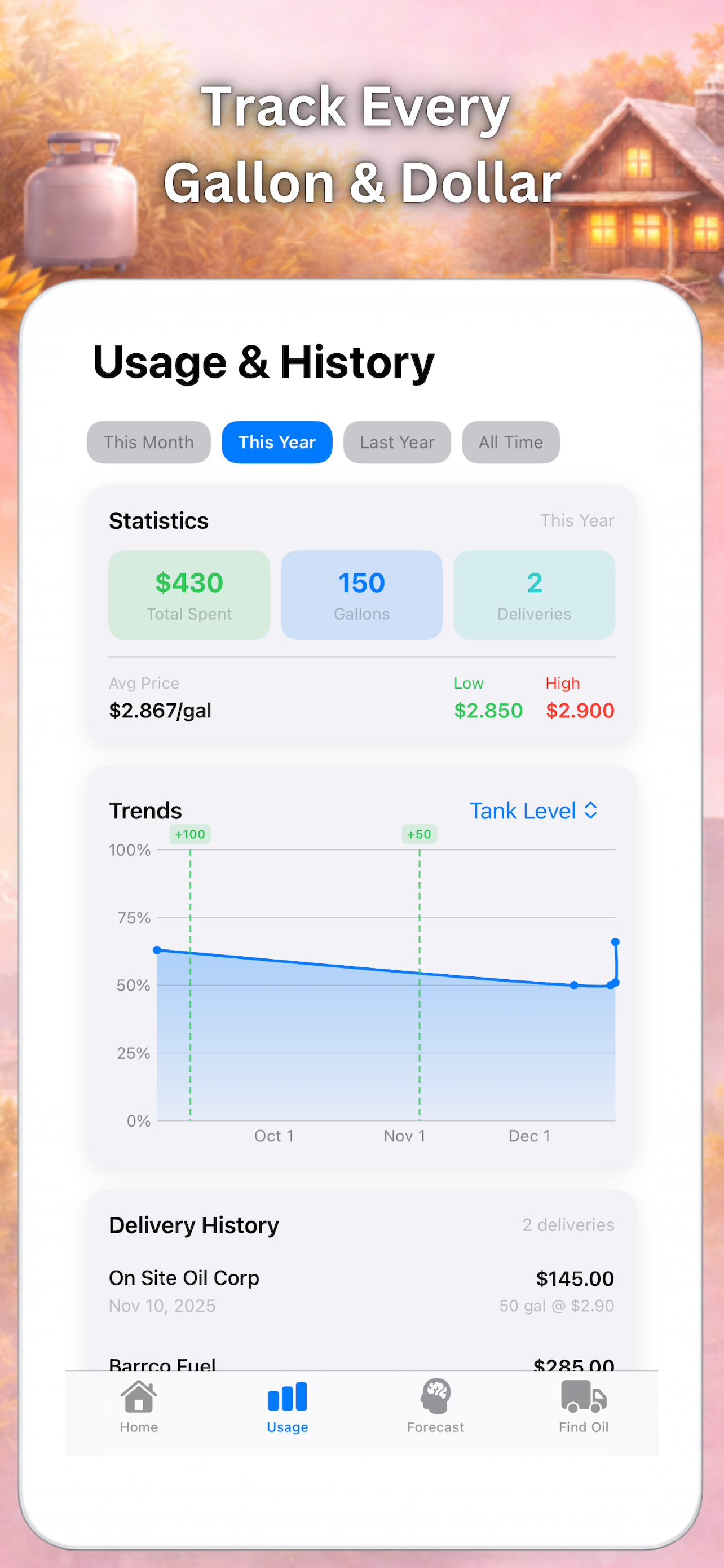 HomeHeat – Heating Oil Tracker screenshot 5