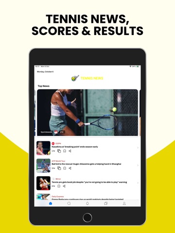 Tennis News, Scores & Results iPad screenshot