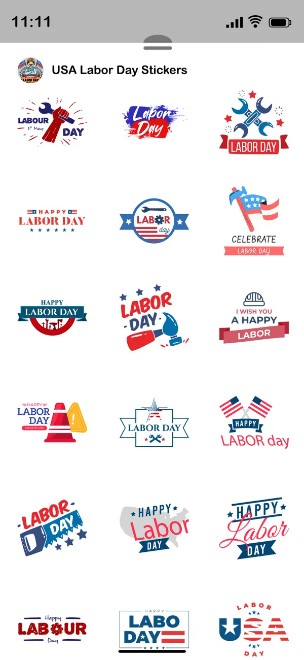 Screenshot #2 pour USA Labor Day Stickers