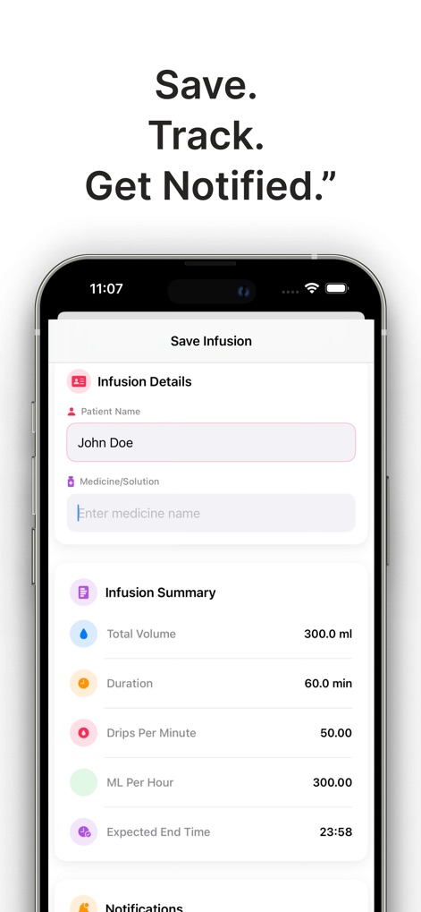 Drip Rate Infusion Calculator - driprate-pro-infusion-tracker-screen