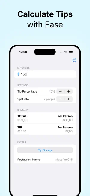 Tip tracker - bill split screenshot 1