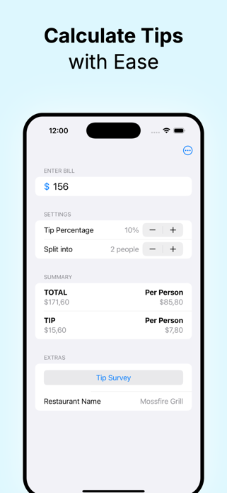 Tip tracker - bill split Screenshot 1 of 7