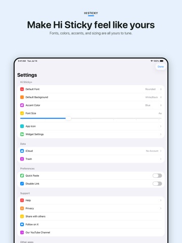 Hi Sticky: Sticky Notes iPad screenshot