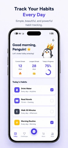 Waddle: AI Habit Tracker iPhone screenshot