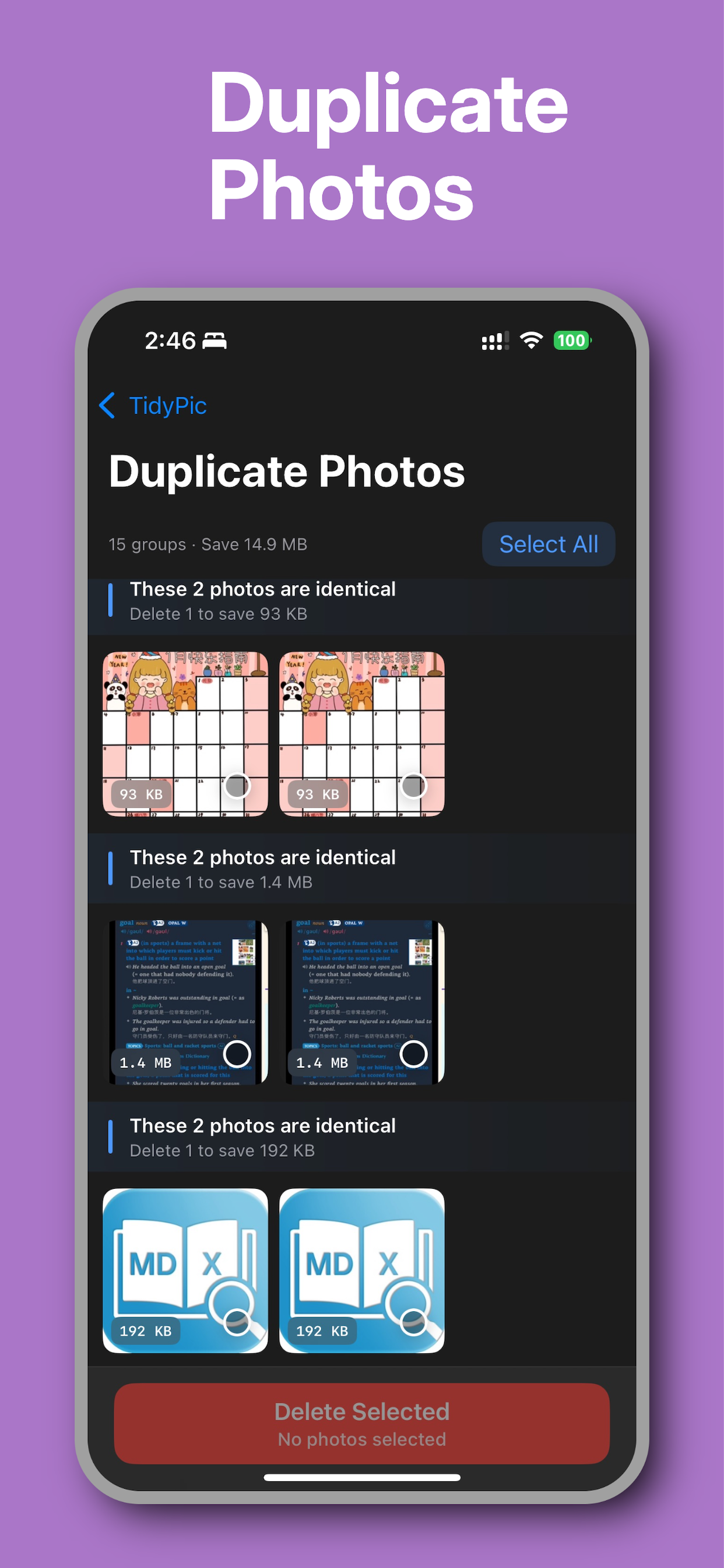 TidyPic: Clean Photo Library