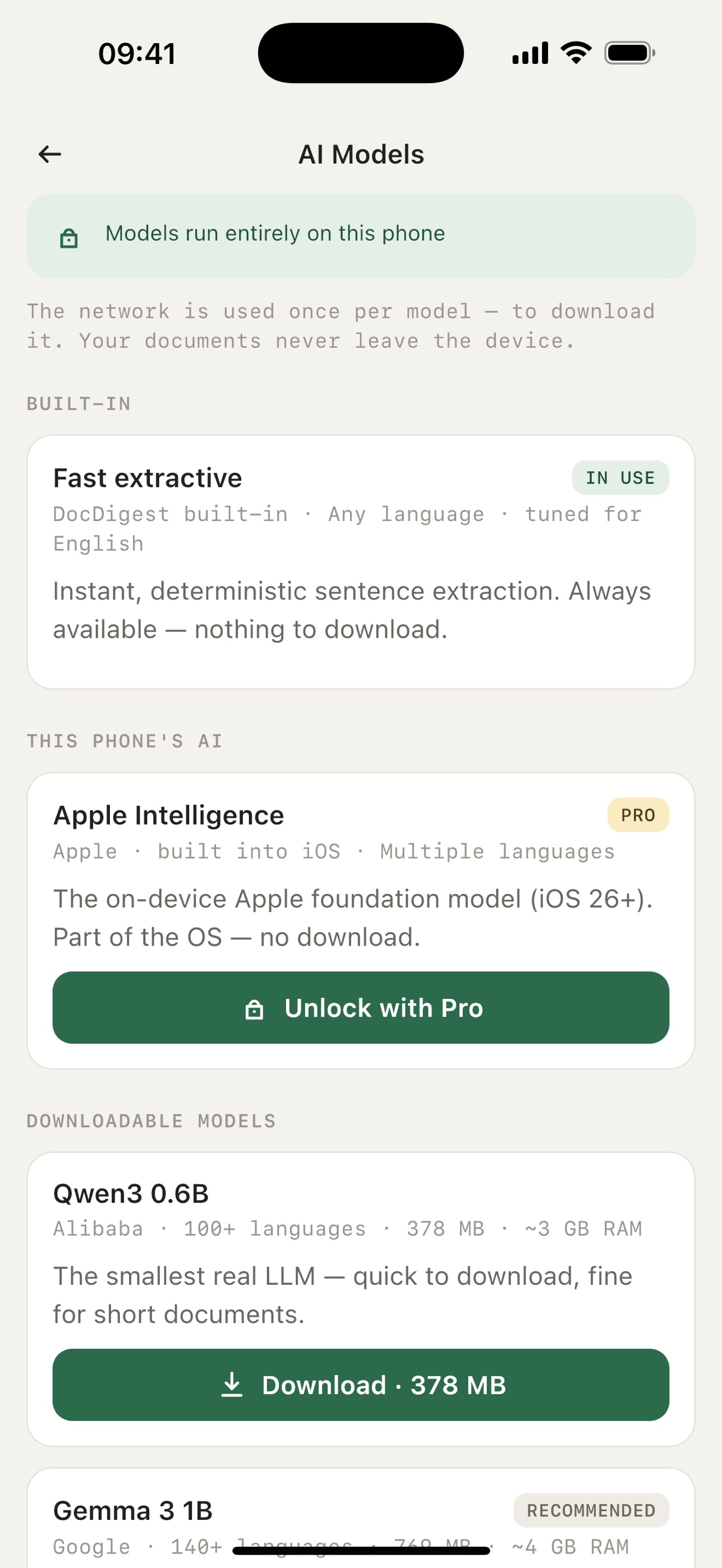 Screenshot 3 of DocDigest — Offline Summariser