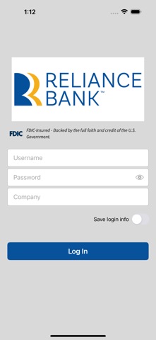Reliance Bank Mobile RDC Screenshot 1 of 4