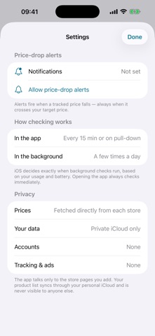 Price Trail: Drop Alerts iPhone screenshot