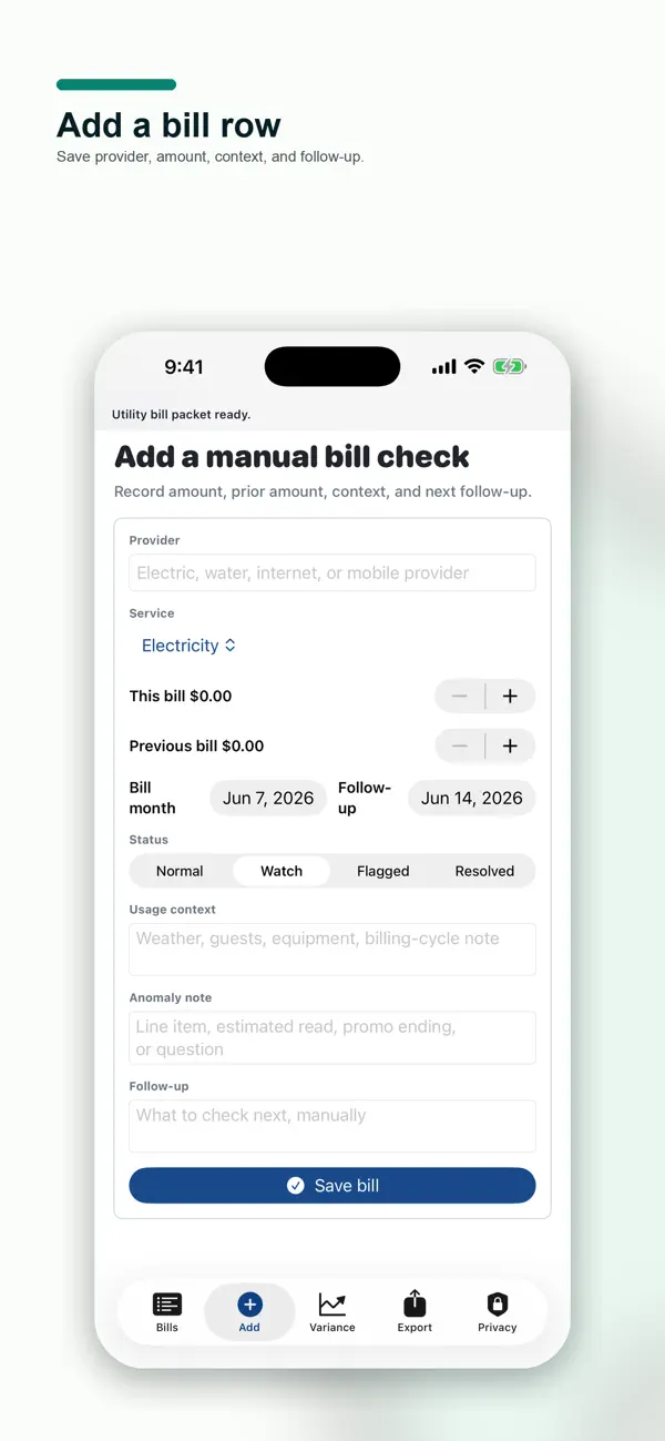 Screenshot #2 pour Utility Bill Check Folder